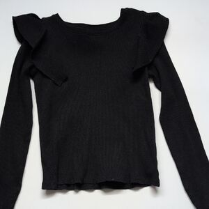 Zara Kids Like New Black Ruffled Long Sleeve Top